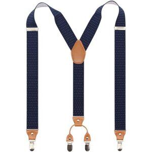 Men’s Y-Back 4 Metal Clip Elastic Wide Suspenders Perfect For Both